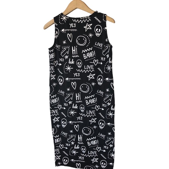 ASOS Graffiti Print Sleeveless Dress Sz 12 - Picture 2 of 11
